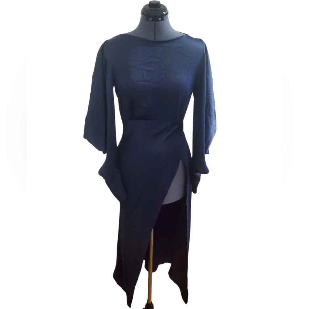 Blue satin dress size small - Picture 1 of 8